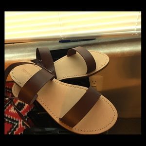 Faux Leather Sandals, Size 7.5